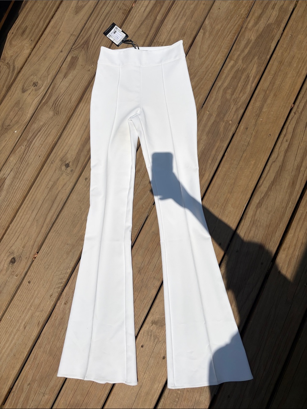 Women's High-Waist White Flare Pants
